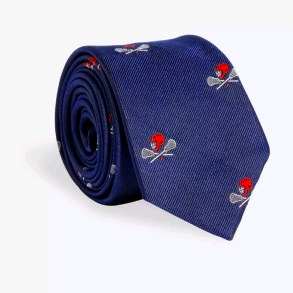 Vineyard Vines Other - Vineyard Vines Men Woven Silk Crossed LAX LaCrosse Sticks Neck Tie Navy Blue